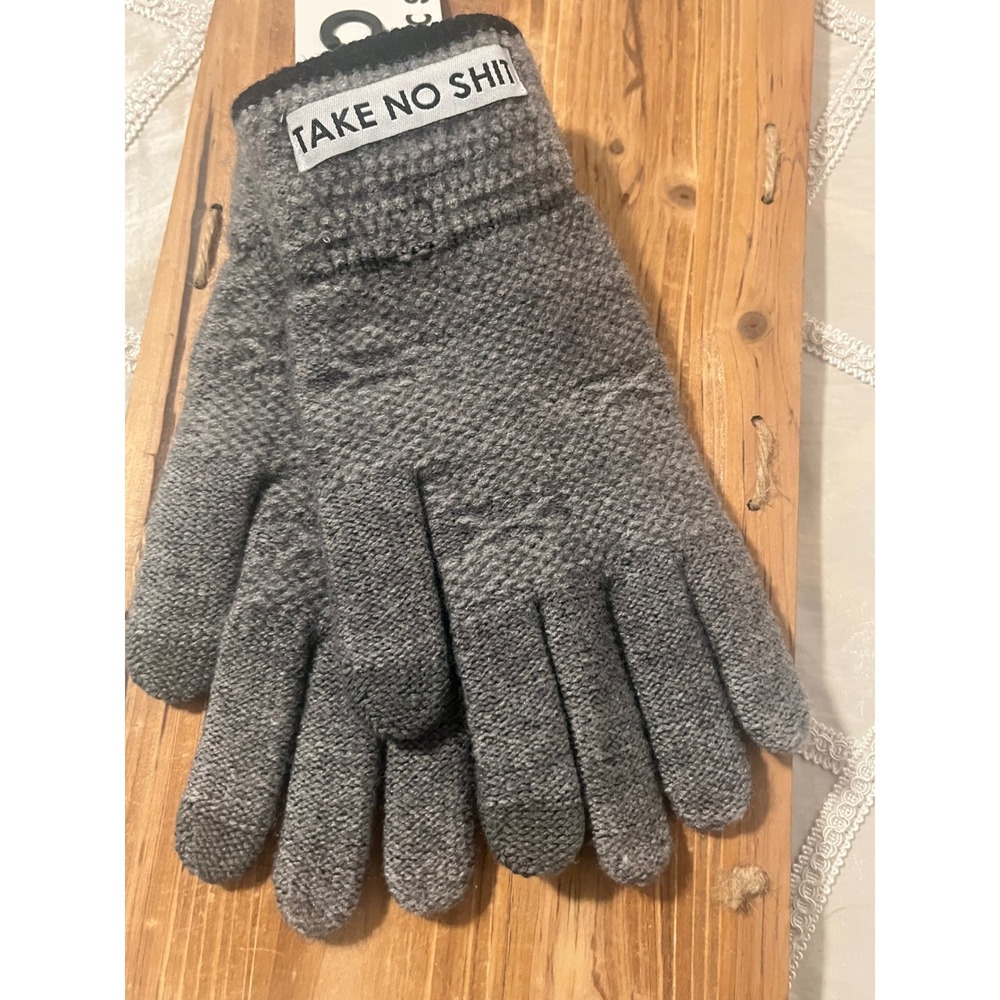 Attic Salt-Gray Touchscreen Gloves-Take No Sh*t -Unisex Novelty Fun Gift -New